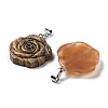 Natural Mixed Stone Carved Pendants G-P520-11P-2