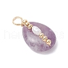 Copper Wire Wrapped Natural Amethyst & Natural Cultured Freshwater Pearl Beads Pendants PALLOY-JF03645-04-3