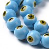 Handmade Evil Eye Lampwork Round Bead Strands LAMP-L055-10mm-31-4