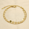 304 Stainless Steel Sequin Disc Link Chain & Ball Chain Double Layer Anklets for Women FS-WG0AA08-01-2