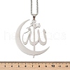 304 Stainless Steel Moon & Arabic Pendants Box Chain Necklaces for Women Men NJEW-R013-02P-5