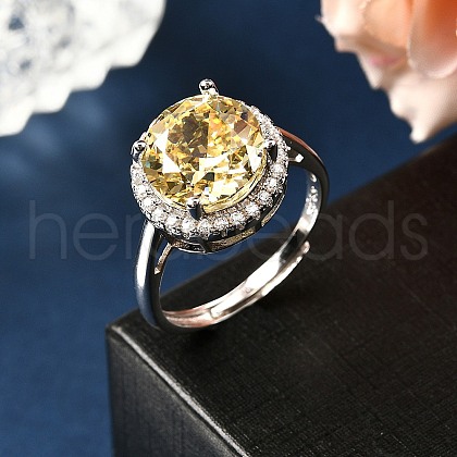 Adjustable 925 Sterling Silver Micro Pave Cubic Zirconia Cuff Rings for Women RJEW-F183-01B-02-1