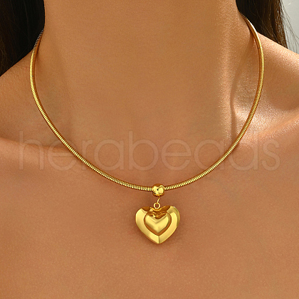 Stainless Steel Sweet Heart Pendant Necklaces for Women DK9746-1