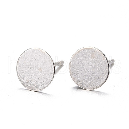 925 Sterling Silver Flat Pad  Stud Earring Findings STER-K167-045F-S-1