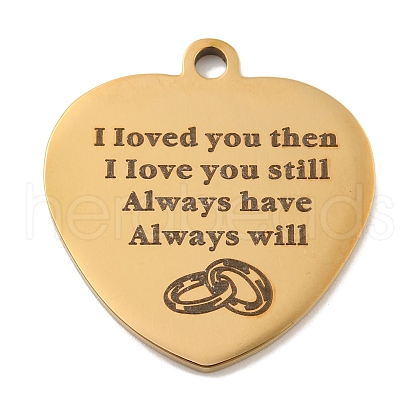 Valentine's Day PVD Vacuum Plating 201 Stainless Steel Pendants STAS-L079-24G-03-1