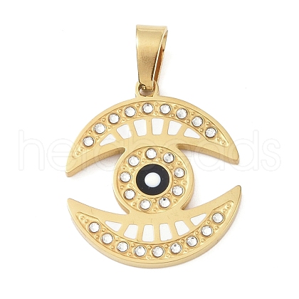 Ion Plating(IP) 304 Stainless Steel Enamel Rhinestone Pendants STAS-Q325-03G-G-1