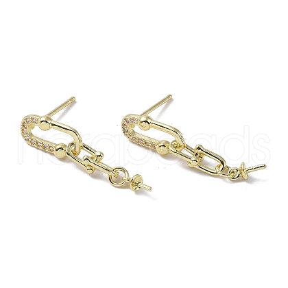 Brass with Cubic Zirconia Stud Earrings Findings KK-B087-07G-1