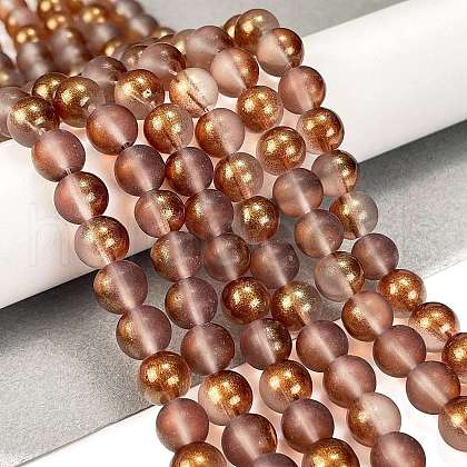 Frosted Transparent Glass Bead Strands X1-GLAA-P065-8mm-13-1