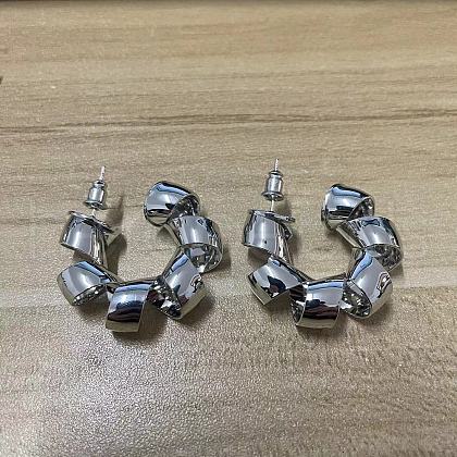 Brass Twist C-Shaped Stud Earrings FS-WGBB4E9-04-1