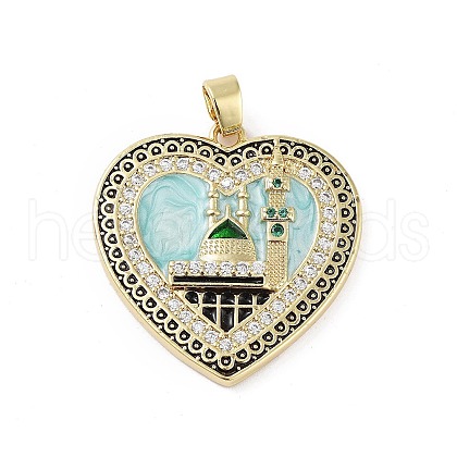 Rack Plating Brass Micro Pave Clear Cubic Zirconia Pendants KK-H474-24A-03G-1