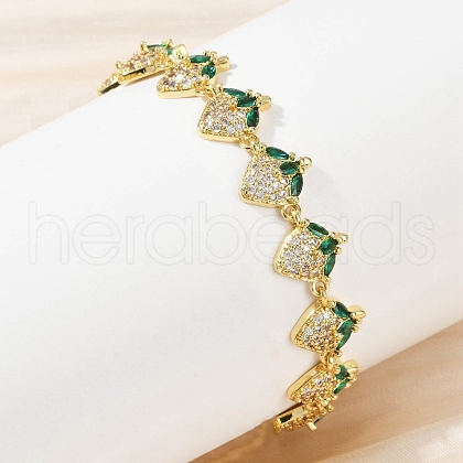 Brass Micro Pave Cubic Zirconia Link Bracelets for Women BJEW-Z126-05G-01-1