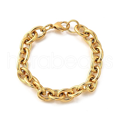 304 Stainless Steel Cable Chain Bracelets for Women BJEW-Q050-01C-G-1