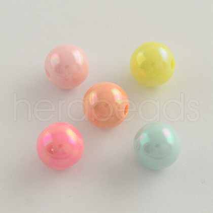 AB Color Plated Acrylic Round Beads SACR-Q109-10mm-M-1