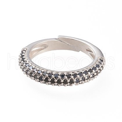 Adjustable Brass Micro Pave Cubic Zirconia Cuff Rings RJEW-L098-007D-P-1