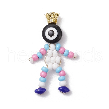 Baking Paint Glass Seed Beaded Human Pendants PALLOY-MZ00653-05-1