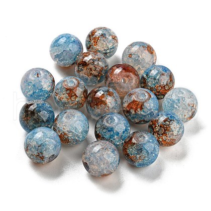 Transparent Spray Painting Crackle Glass Beads GLAA-L046-01A-02-1