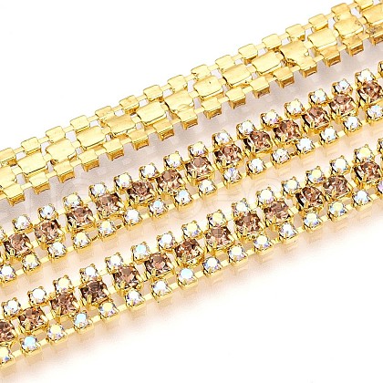 Iron Rhinestone Cup Chains CH-T006-04G-01-1