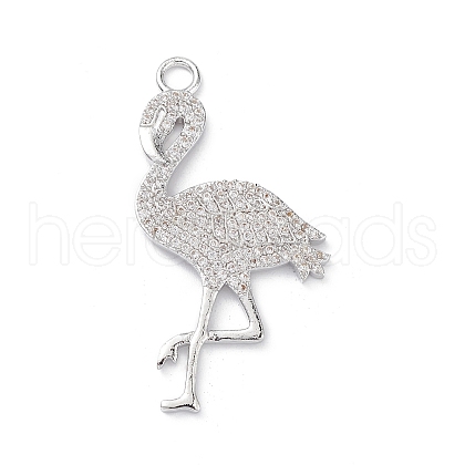 Rack Plating Brass Micro Pave Clear Cubic Zirconia Bird Pendants KK-L155-67P-1