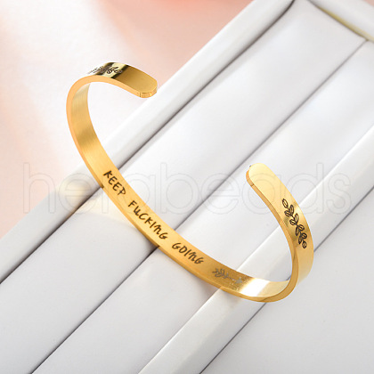 Inspirational Stainless Steel Cuff Bangles for Men Women FS-WG0E735-05-1