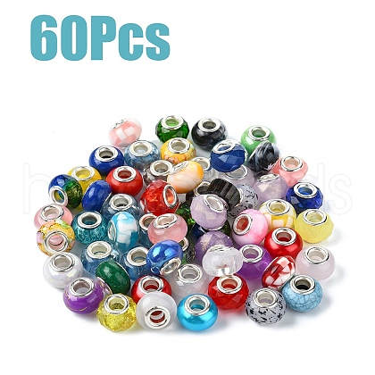 15 Colors Resin European Beads RESI-YW0001-91-1
