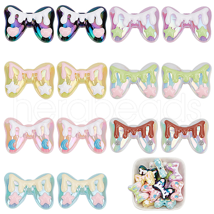 ANATTASOUL 14Pcs 7 Colors Plating Acrylic Beads OACR-AN0001-01-1
