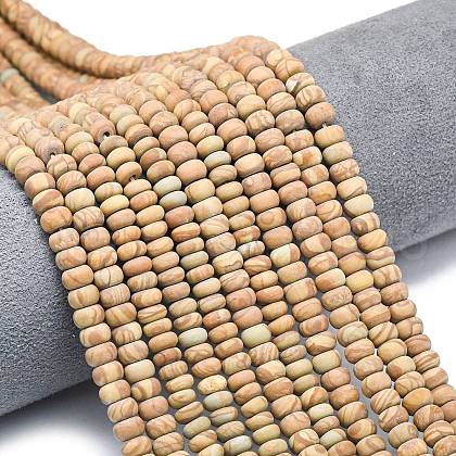Natural Wood Lace Stone Beads Strands G-P575-A40-6x4mm-1