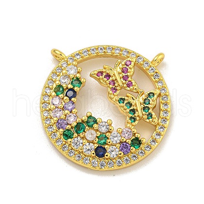 Rack Plating Brass Micro Pave Cubic Zirconia Pendants KK-C074-02G-04-1