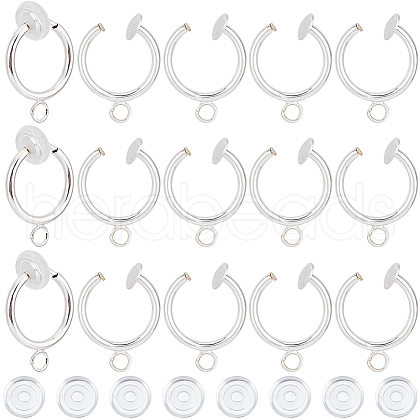 SOFPLATE 30Pcs Brass Clip-on Hoop Earring Findings KK-SP0001-24S-1