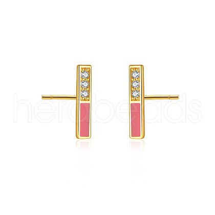 Rectangle S925 Sterling Silver Stud Earrings KX7228-4-1