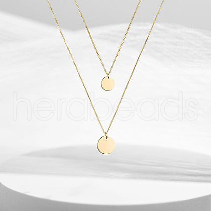 Fashionable Retro Alloy Double Layered Disc Pendant Necklaces for Sweater Decoration FS-WG087D1-07-1
