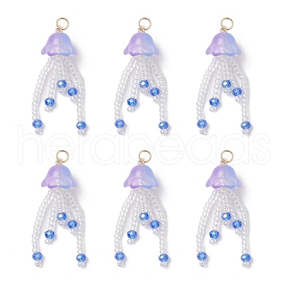 Glass Seed Beaded Jellyfish Pendants PALLOY-MZ00707-03-1