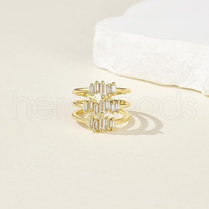 Brass Micro Pave Cubic Zirconia Adjustable Cuff Rings for Women FS-WGFBE33-01-1