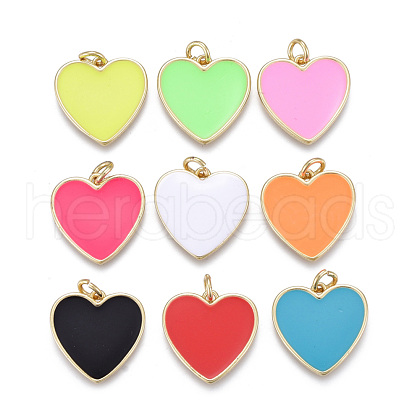 Brass Enamel Pendants ZIRC-M108-40-G-1