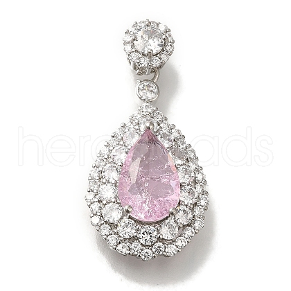 Teardrop Rack Plating Brass Micro Pave Cubic Zirconia Pendant KK-H485-20P-02-1