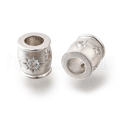 925 Sterling Silver Micro Pave Clear Cubic Zirconia Beads STER-F061-04B-P-1