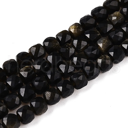 Natural Golden Sheen Obsidian Beads Strands G-N342-110-1