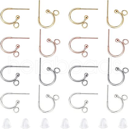 Unicraftale 24Pcs 4 Colors 304 Stainless Steel Half Hoop Earrings STAS-UN0023-99-1