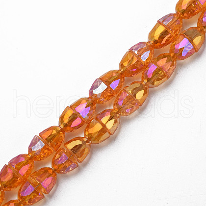 Electroplate Transparent Glass Beads Strands EGLA-N002-35-C05-1