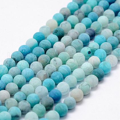 Frosted Natural Agate Beads Strands G-F365-8mm-03-1