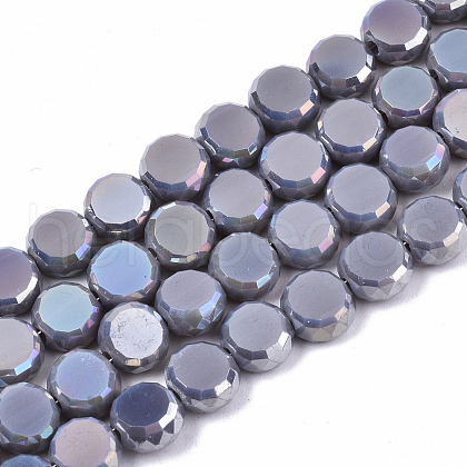 Electroplate Opaque Solid Color Glass Beads Strands EGLA-T020-07G-1