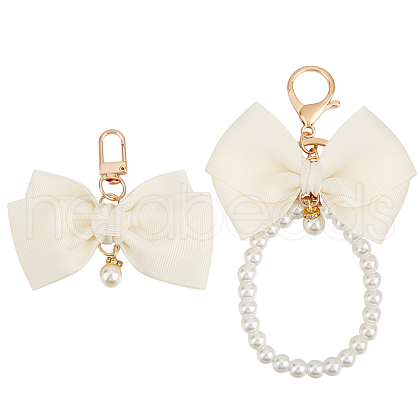 Beebeecraft 2Pcs 2 Styles Zinc Alloy with Plastic and Polyester Keychain KEYC-BBC0001-03-1