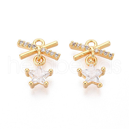 Brass Micro Pave Cubic Zirconia Charms KK-N263-74A-G-1
