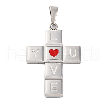 304 Stainless Steel Enamel Pendants STAS-P372-03P-1