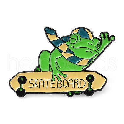 Frog with Skateboard Enamel Pins JEWB-E027-01EB-03-1