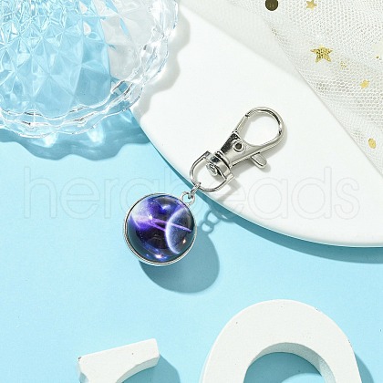 Galaxy Theme Luminous Glass Ball Pendant Decorations HJEW-JM02798-05-1
