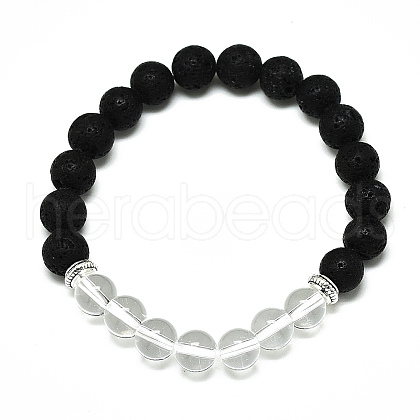 Natural Quartz Crystal Beads Stretch Bracelets X-BJEW-R309-02-A10-1
