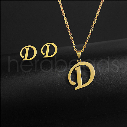 Golden Stainless Steel Initial Letter Jewelry Set IT6493-15-1