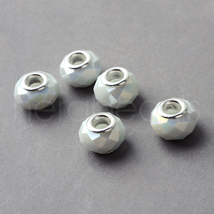 Electroplated Glass European Beads X-GPDL-Q020-02-1
