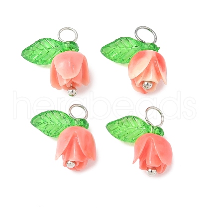 Flower Shape Synthetic Shell Charms PALLOY-JF03863-04-1