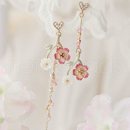 Sweet Style Alloy Rhinestone Flower Dangle Stud Earrings FS-WGC6399-01-1